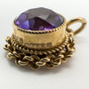 Macro view of Birmingham 1982 hallmark on vintage amethyst pendant