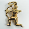 Macro shot showing hallmarks on the back of vintage gold zodiac pendant