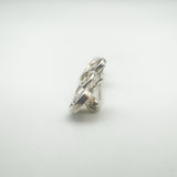Depth view of sterling silver brooch with Celtic rose and mother of pearl inlay