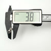 Digital caliper showing 3.8mm width of sterling silver diamond horn pendant