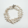 Double row baroque pearl bracelet in sterling silver 925 with clasp