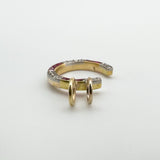 Side view of double 9ct gold hoops on converted horseshoe pendant