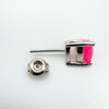 Close-up showing sterling silver post and butterfly back marked 925
