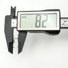 Digital caliper showing width of sterling silver J hoop earring as 8.2mm