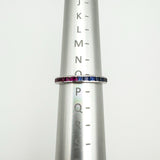 Sapphire and ruby eternity stacking ring shown on UK ring size chart at size O