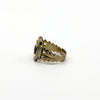 Side view of the antique Georgian ring showing the fleur de lis style gold shank