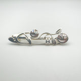 Vintage Celtic Rose brooch with white mother of pearl in sterling silver