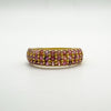 Gold-plated sterling silver ring set with pavé rubies in pink and red tones
