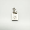 Silver notebook pendant front with recessed heart and natural diamond
