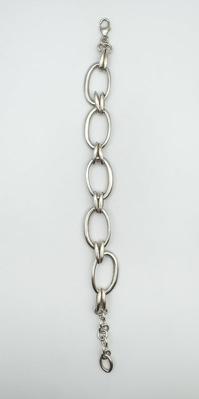 Full length view of adjustable sterling silver oval link bracelet