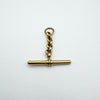 Full view of vintage 9ct gold T-bar pendant with attached belcher link chain