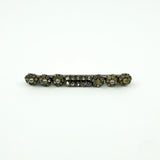 Sterling silver paste and pearl bar brooch in a straight line design, set with clear paste stones.