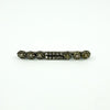 Sterling silver paste and pearl bar brooch in a straight line design, set with clear paste stones.