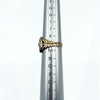 Antique Georgian 9ct gold amethyst ring on mandrel showing approximate Size K - L fit