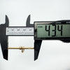 Digital caliper measuring antique 9ct gold T-bar pendant length at 43.4mm