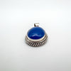 Domed blue chalcedony gemstone set in vintage sterling silver
