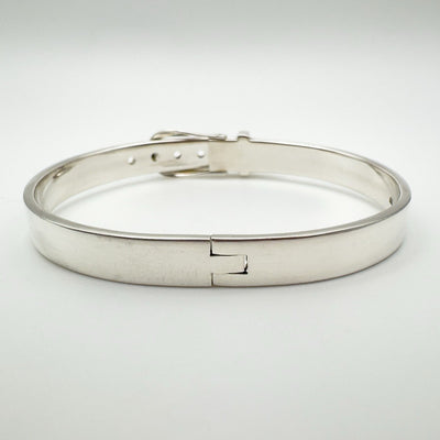 Back view showing hinged clasp detail on sterling silver bangle