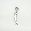 Full view of sterling silver horn pendant with diamond set mount and lobster clasp
