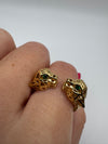 18ct Gold Double Panther Head Ring with Emerald Eyes 750
