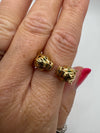 18ct Gold Double Panther Head Ring with Emerald Eyes 750
