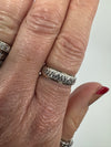 Vintage 9ct Gold and Silver White Spinel Engraved Eternity Ring Size N