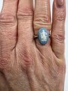 Vintage Wedgwood Jasperware Cameo Ring 925 Size J - K London 1972