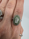Vintage Wedgwood Green Jasperware Cameo Ring Sterling Silver Size N - O