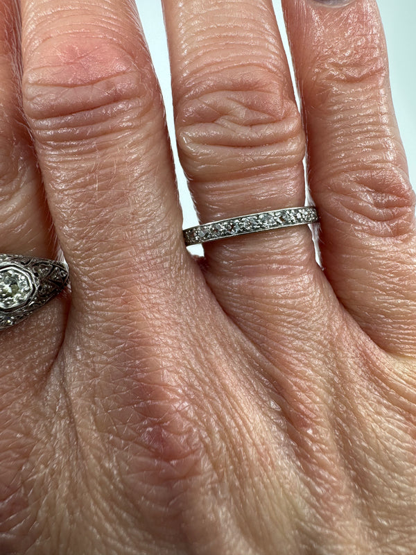 Antique Platinum Old Cut Diamond Full Eternity Ring Size M