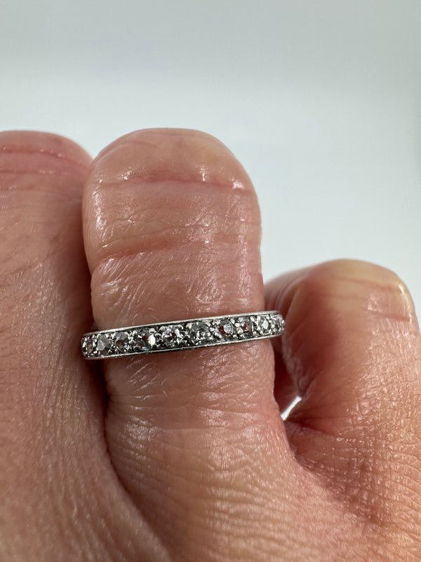 Antique Platinum Old Cut Diamond Full Eternity Ring Size M