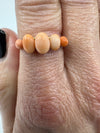Antique 9ct Gold Natural Coral Five Stone Ring Size O - P