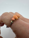 Antique 9ct Gold Natural Coral Five Stone Ring Size O - P