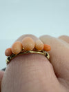 Antique 9ct Gold Natural Coral Five Stone Ring Size O - P