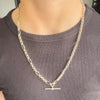 Vintage T-Bar Pendant & 20” Fancy Link Chain in Sterling Silver 925