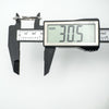 Digital caliper measuring the internal diameter of sterling silver CZ hoop earring at 30.5mm
