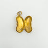 Open view of 18ct gold kidney bean locket showing original photo compartments