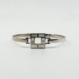 Vintage Kit Heath sterling silver bangle with square mother of pearl inlay and open centre design