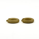 Large 9ct gold mesh hoop earrings shown from a low side profile view