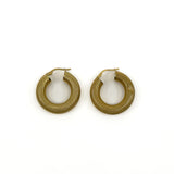 Large vintage 9ct gold mesh hoop earrings shown from the front with rounded textured hoops.