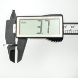 Side view with digital caliper showing earring depth as 3.7mm