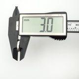 Caliper displaying the width of the earring band as 3.0mm in sterling silver