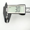 Caliper displaying the width of the earring band as 3.0mm in sterling silver