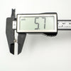 Digital caliper showing horseshoe earring height at 5.7mm
