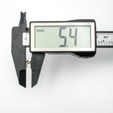 Digital caliper showing horseshoe earring width at 5.4mm