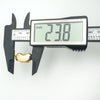 Digital caliper showing kidney bean locket measures approximately 23.8mm long