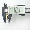 Digital caliper image showing 18ct gold kidney bean locket is 12.1mm wide