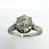 Detailed view of old-cut diamond in antique platinum eight-claw solitaire ring setting