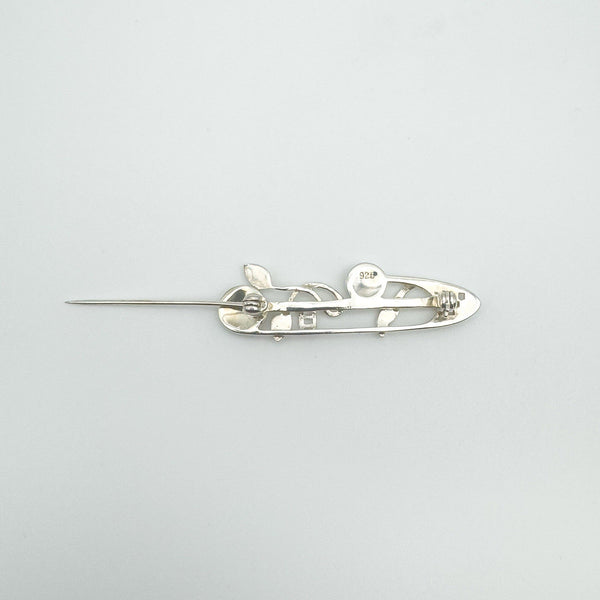 Open rolling clasp on sterling silver Celtic brooch stamped 925