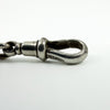 Close up of open dog clip on antique Victorian sterling silver Albert chain