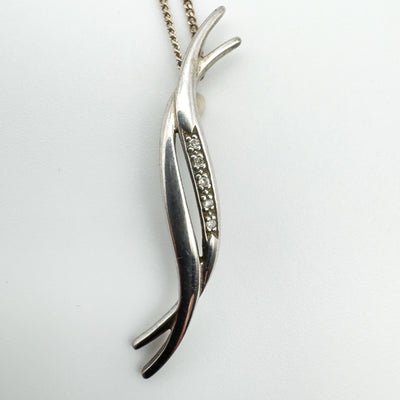 View of diamond set pendant in sterling silver 925