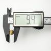 Digital caliper showing 9ct gold shell pendant width is 9.4mm